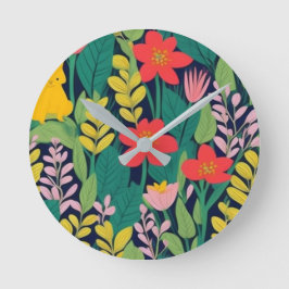 ジャングル模様 ラウンド壁時計