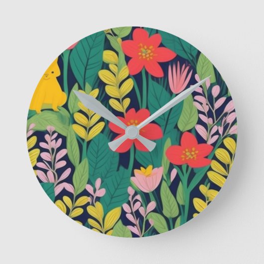 ジャングル模様 ラウンド壁時計 (正面)