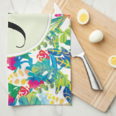 ジャングル水彩花フローラモ素晴らしノグラム キッチンタオル (四つ折り)