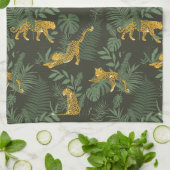 ジャングル熱帯迷彩ヒョウジャングルパターン キッチンタオル (折り畳み)