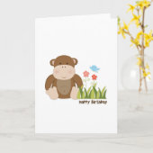 ジャングル猿のバースデー・カード カード (黄色い花)