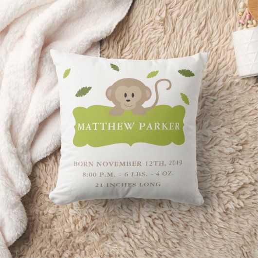 ジャングル猿の誕生の発表Statsの枕 クッション (ブランケット)