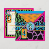 ジャングル猿の野生第4誕生日の招待状 招待状 (正面/裏面)