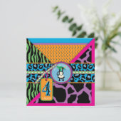 ジャングル猿の野生第4誕生日の招待状 招待状 (スタンド正面)