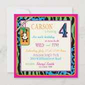 ジャングル猿の野生第4誕生日の招待状 招待状 (裏面)