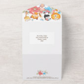 ジャングル産の赤ちゃん動物かわいいサファリ熱帯パーティー オールインワン招待状 (外側)