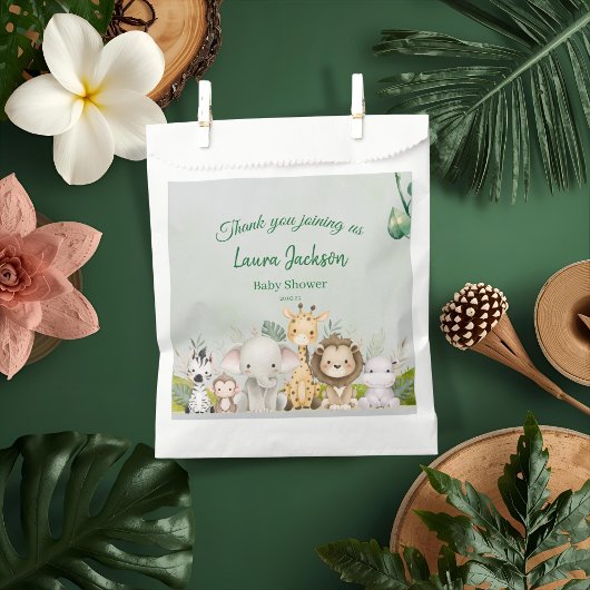 ジャングル男の赤ちゃんシャワーワイルドトロピカル招待状 フェイバーバッグ