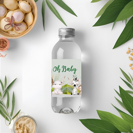 ジャングル男の赤ちゃんシャワーワイルドトロピカル招待状 ペットボトルラベル