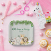 ジャングル男の赤ちゃんシャワーワイルドトロピカル招待状 ペーパープレート (パーティー)