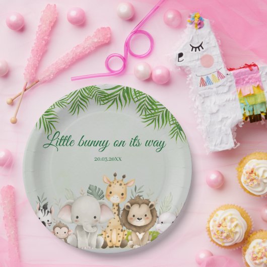 ジャングル男の赤ちゃんシャワーワイルドトロピカル招待状 ペーパープレート (パーティー)