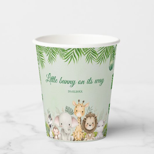 ジャングル男の赤ちゃんシャワーワイルドトロピカル招待状 紙コップ (正面)