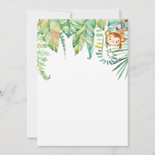 ジャングル男女兼用の赤ちゃんシャワー 招待状 (裏面)