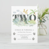 ジャングル第2バースデーウォーターカラー恐竜パーティー 招待状 (スタンド正面)