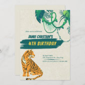 ジャングル第4回誕生日招待状へようこそ 招待状 (正面/裏面)