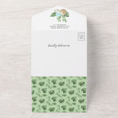 ジャングル素朴の水彩可愛い恐竜の赤ちゃんシャワー オールインワン招待状 (外側)