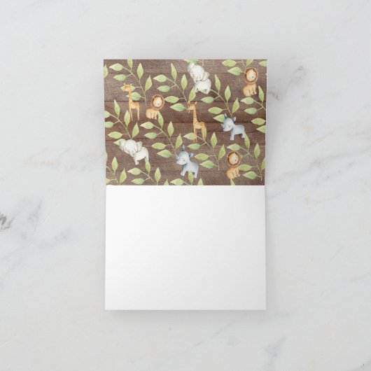 ジャングル素朴の赤ちゃんシャワーありがとう サンキューカード (内部)