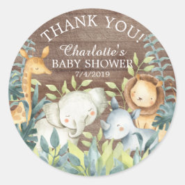 ジャングル素朴の赤ちゃんシャワーありがとう ラウンドシール