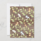 ジャングル素朴アニマルニュートラル赤ちゃんシャワー 招待状 (裏面)