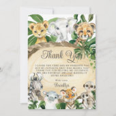 ジャングル素朴ブ動物木材の緑の誕生日パーティー サンキューカード (正面)