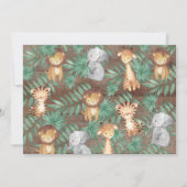 ジャングル素朴動物の男の子の赤ちゃんシャワーでドライブ 招待状 (裏面)