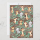 ジャングル素朴動物の男の子の赤ちゃんシャワーでドライブ 招待状 (裏面)