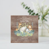 ジャングル素朴動物の赤ちゃんシャワー 招待状 (スタンド正面)