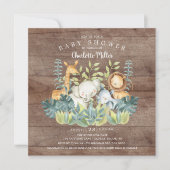 ジャングル素朴動物の赤ちゃんシャワー 招待状 (正面)