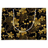 ジャングル葉のと花の継ぎ目のないパターン ラージペーパーバッグ (正面)