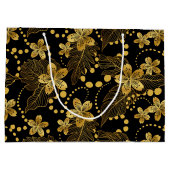 ジャングル葉のと花の継ぎ目のないパターン ラージペーパーバッグ (裏面)