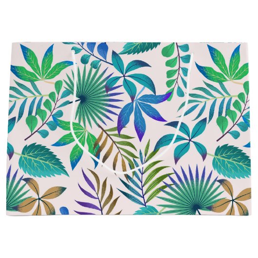 ジャングル葉の継ぎ目のないパターン ラージペーパーバッグ (正面)