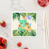 ジャングル葉パーティーかわいい恐竜の誕生日 スタンダードカクテルナプキン (インサイチュ)