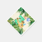 ジャングル葉パーティーかわいい恐竜の誕生日 スタンダードカクテルナプキン (角)