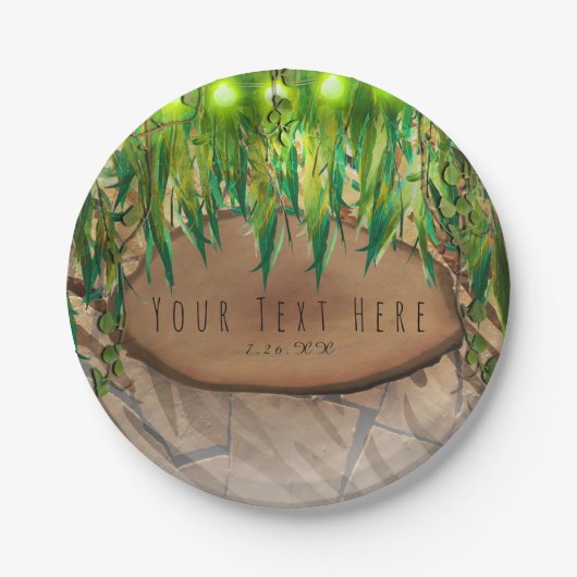 ジャングル葉パーティー&アニマルプリントカスタム誕生日 ペーパープレート (正面)