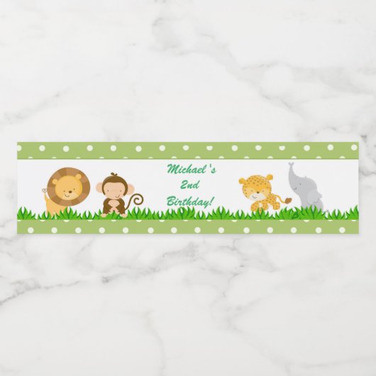 ジャングル誕生日ボトルラベルボーイグリーン ペットボトルラベル (シングルラベル)