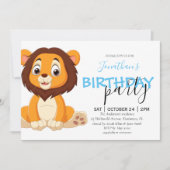 ジャングル誕生日ボーイライオン招待状 案内状 (正面)