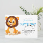 ジャングル誕生日ボーイライオン招待状 案内状 (スタンド正面)