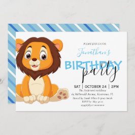ジャングル誕生日ボーイライオン招待状 案内状