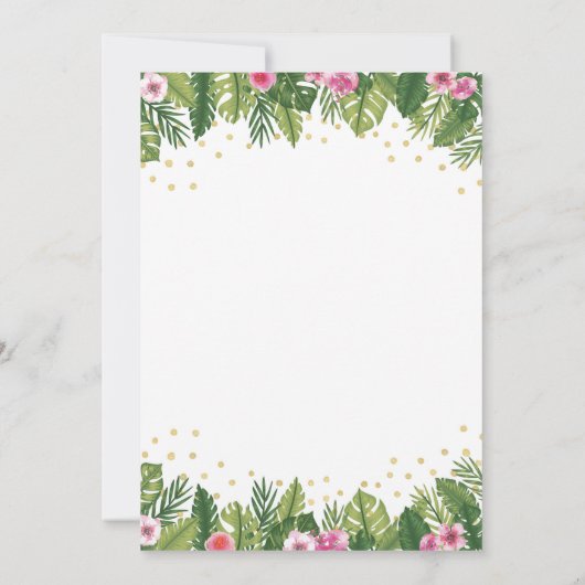 ジャングル誕生日招待状。女の子の初めての誕生日 招待状 (裏面)