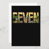 ジャングル誕生日男子女子動物園動物7歳 招待状 (正面/裏面)