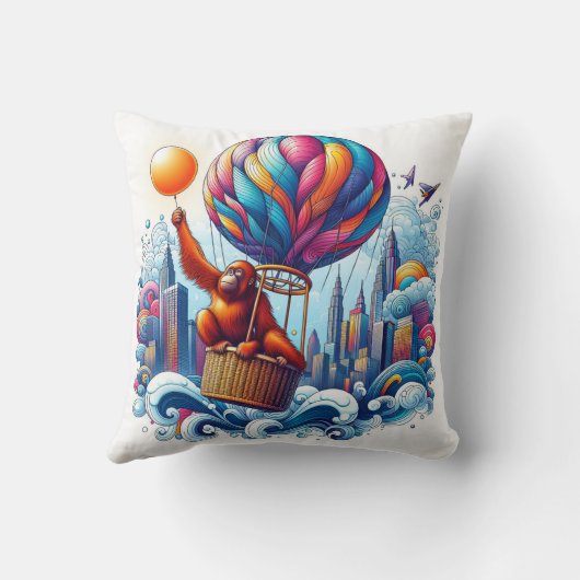 ジャングル調和:オランウタンインスパイア クッション (裏面)