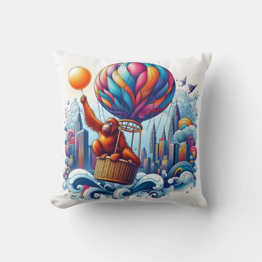 ジャングル調和:オランウタンインスパイア クッション (正面)