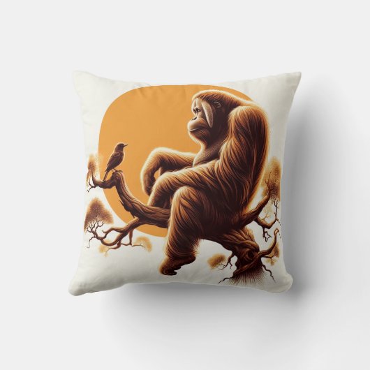 ジャングル調和:オランウタンインスパイア クッション (裏面)