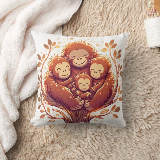 ジャングル調和:オランウタンインスパイア クッション (ブランケット)