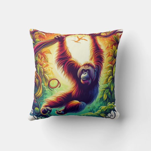 ジャングル調和:オランウタンインスパイア クッション (裏面)