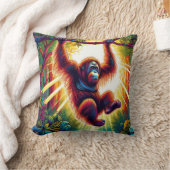 ジャングル調和:オランウタンインスパイア クッション (ブランケット)