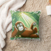 ジャングル調和:オランウタンインスパイア クッション (ブランケット)
