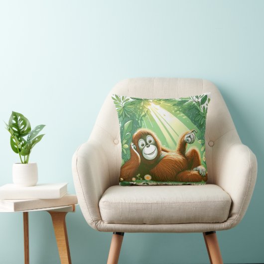 ジャングル調和:オランウタンインスパイア クッション (椅子)