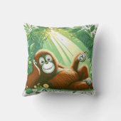 ジャングル調和:オランウタンインスパイア クッション (裏面)