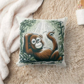 ジャングル調和:オランウタンインスパイア クッション (ブランケット)