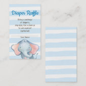 ジャングル象のベビーシャワーのおむつのラッフルカード エンクロージャーカード (正面/裏面)